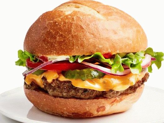Foto de una hamburguesa en un restaurante