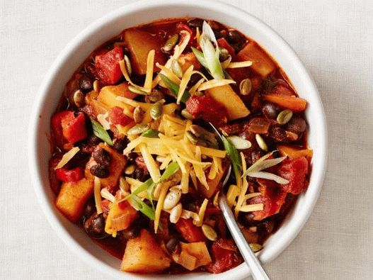 Foto de Chile con calabaza y frijoles negros