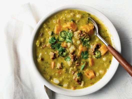 Foto de Chile Verde con carne picada y calabaza