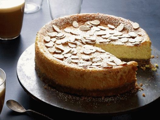 Foto tarta de queso con queso ricotta y almendras