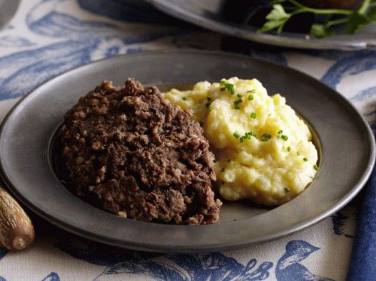 Pudín de carne caliente de fotos