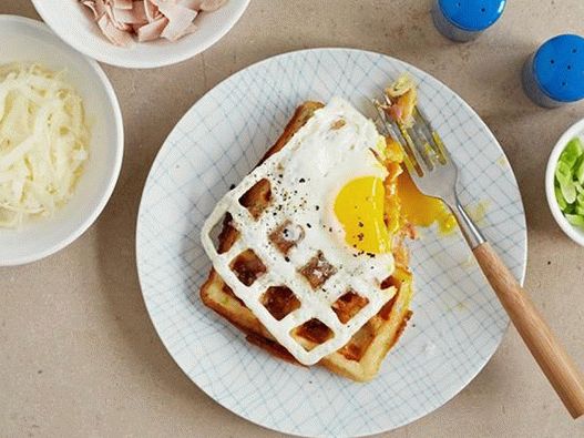 Fotografía del plato - Waffles de queso con huevo