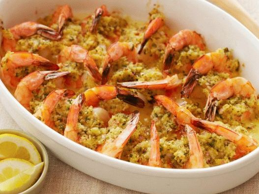 Foto Camarones al horno en salsa de ajo
