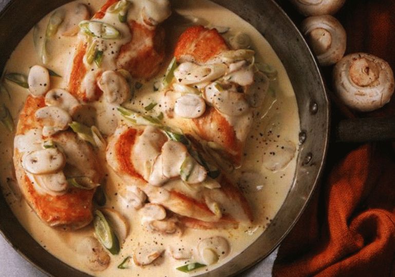 Pollo en Salsa de Champiñones