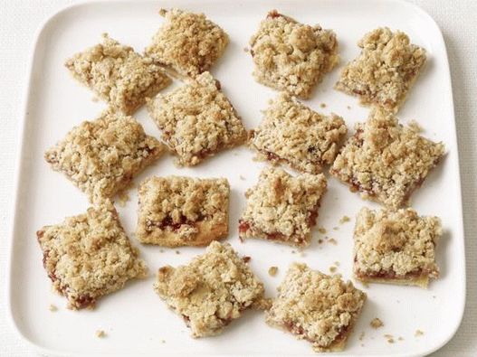 Cuadrados de fotos con mermelada y avena