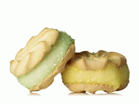 Foto sandwich de helado de limón en una pizca de cristal agridulce