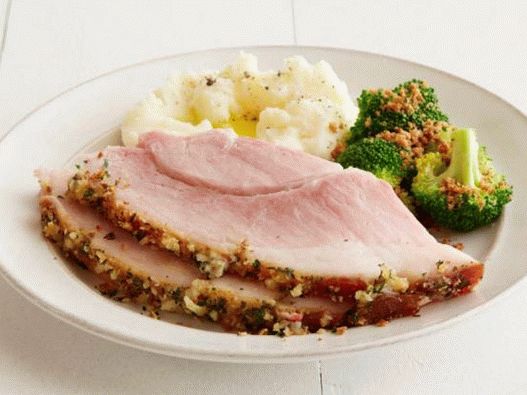 Jamón, doble mostaza rebozada y verduras