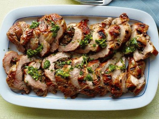 Solomillo de cerdo relleno de champiñones Solomillo de cerdo relleno de champiñones