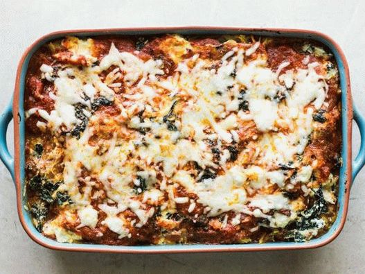 Foto del plato - Lasaña con espagueti de calabaza y pollo