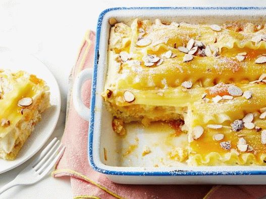 Foto del plato - Lasaña dulce con manzanas y albaricoques secos para el desayuno