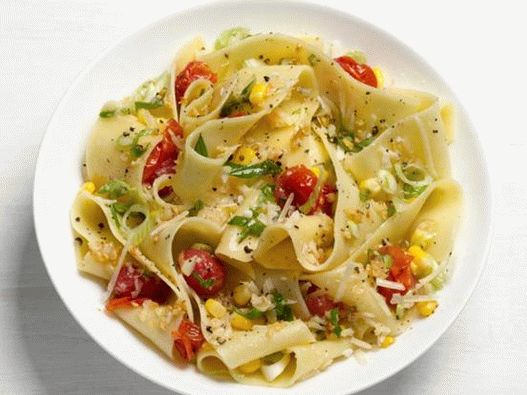 Foto del plato - Papardelle con maíz y tomates cherry