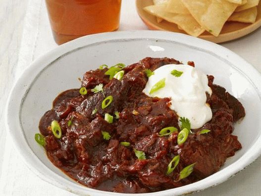 Fotografía de alimentos - Texas Chili en una olla de cocción lenta