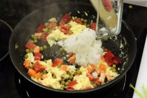 Arroz hervido con verduras