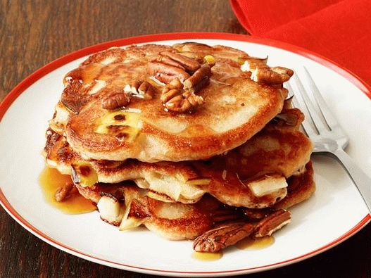 Foto de panqueque con masa madre con manzanas