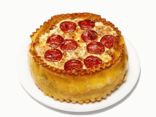 Foto lasaña de pizza con pepperoni