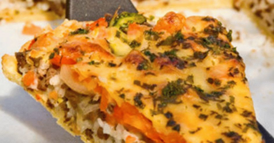 Pizza de cordero y arroz