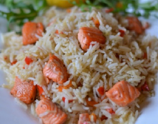 Pilaf con salmón