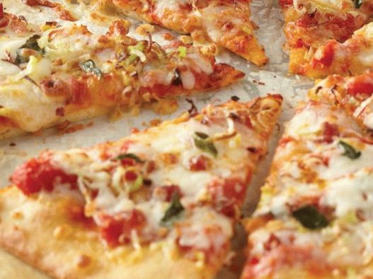Pizza con tocino y puerro