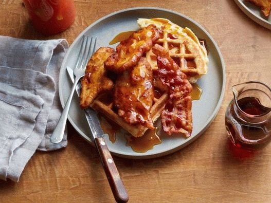 Waffles con tocino y pollo