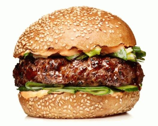 Hamburguesas con pepinos y salsa hoisin