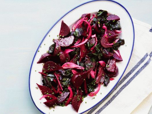 Ensalada de fotos con remolacha al horno y acelgas