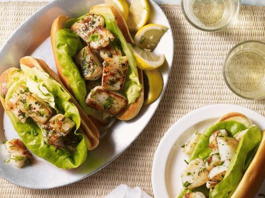 Foto Sandwiches con vieira frita en mantequilla