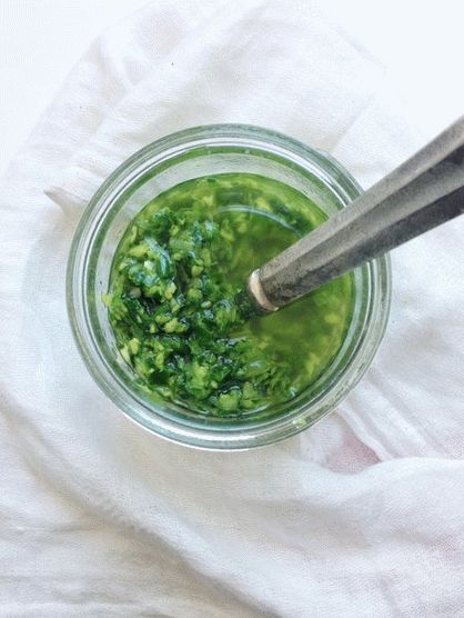 Foto de cebolla verde y salsa de jengibre