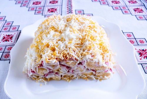 Pila de palitos de cangrejo