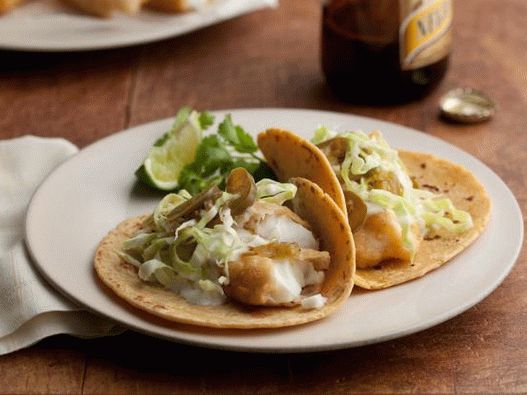 Foto de tacos con pescado rebozado