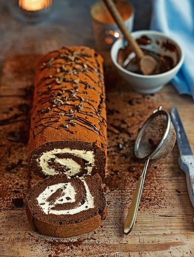 Foto rollo de calabaza con crema de requesón