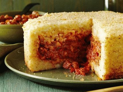 Foto de timbal de arroz con carne