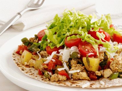 Foto de revuelto de tofu con papas (tortilla de tofu)