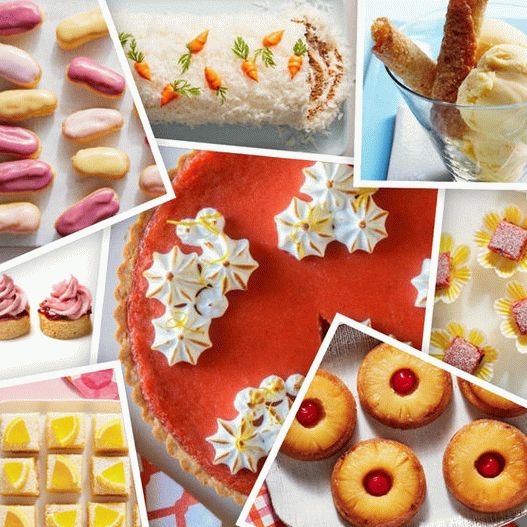 Foto postres de primavera en la mesa festiva